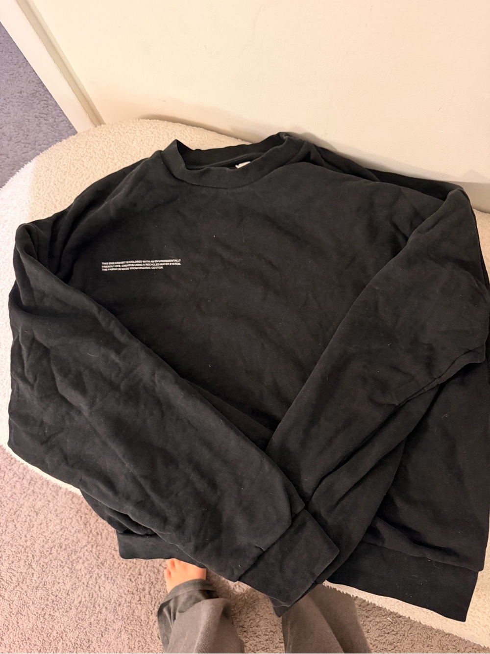 Pangaia Black Crewneck Sweatshirt with Small Chest Print